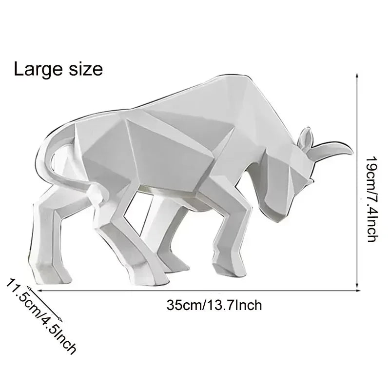 Stylish Bull Figurine Modern Resin Decor 35cm