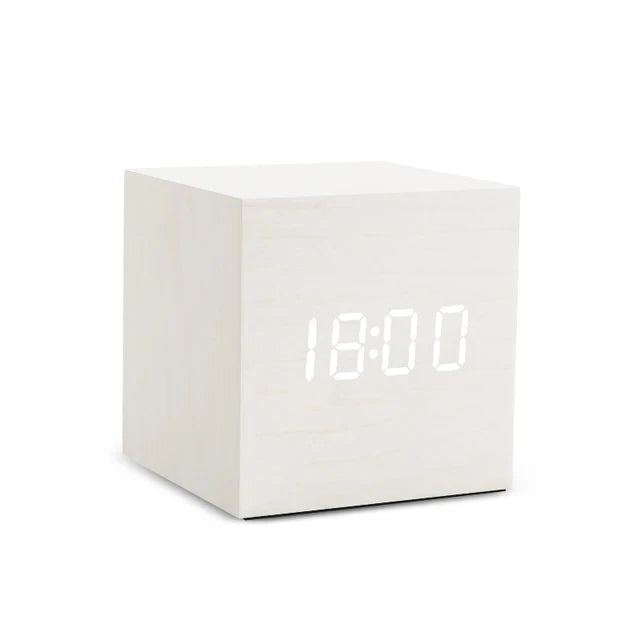 Simple Wooden Digital Alarm Clock with Temperature Display