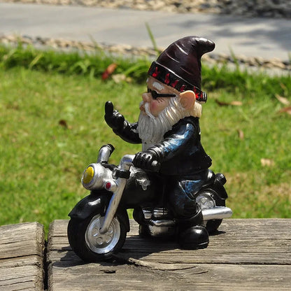 Fun Garden Gnome Motorcycle Statue Figurine