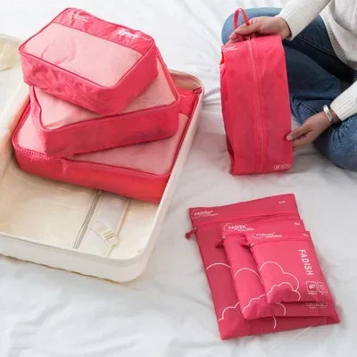 Compact Travel Bag Set 7-Piece Waterproof Luggage Organizer