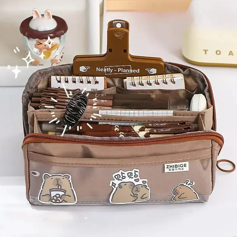 Clear Pencil Case with 10 Compartments & Large Storage