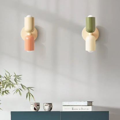 Simple LED Wall Light Cream Double Header Lamp