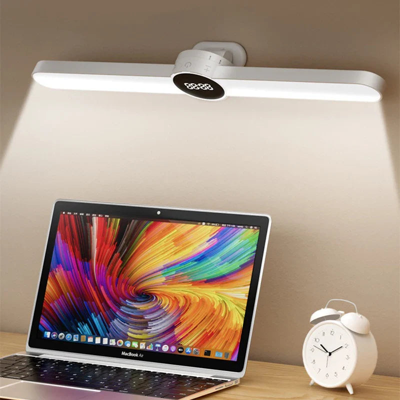 Compact LED Desk Light with Clock and USB Charging