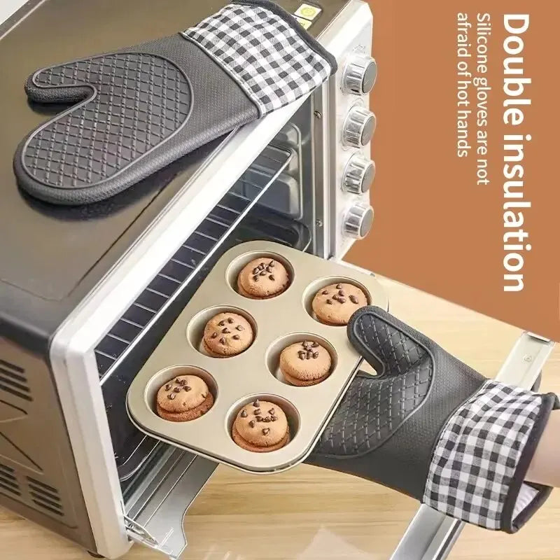 Heat Resistant Silicone Oven Gloves for Cooking & Grilling