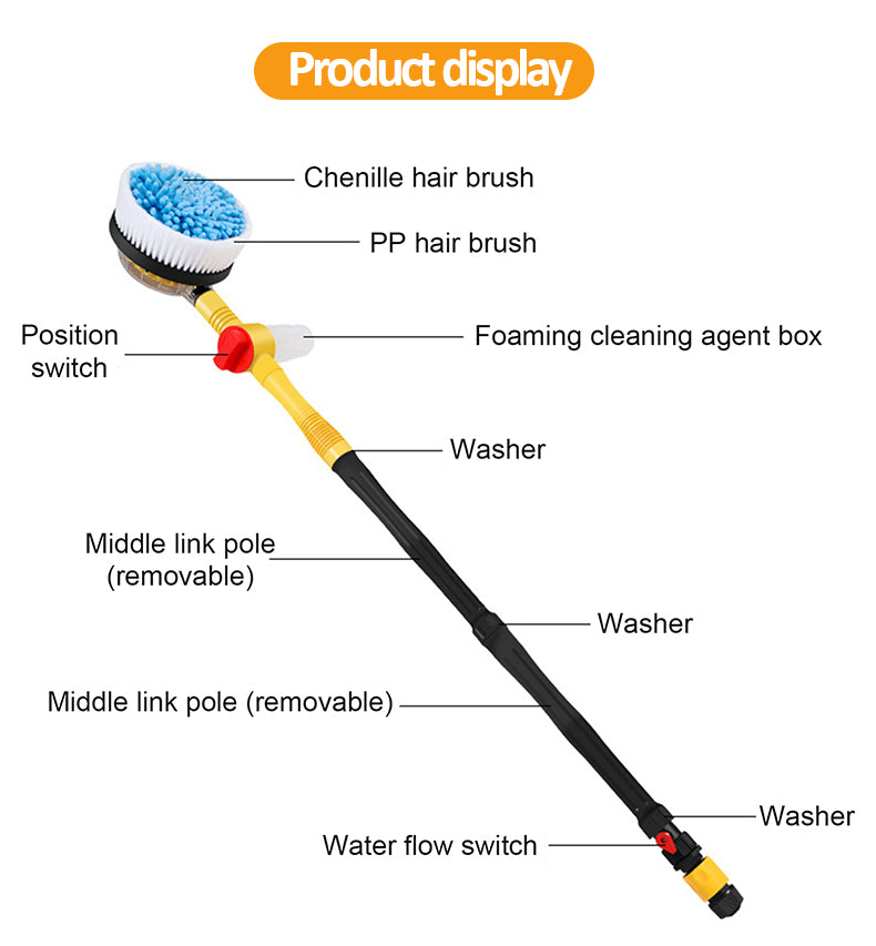 Befez Turbo Car Wash Brush with Soap Dispenser & Extension