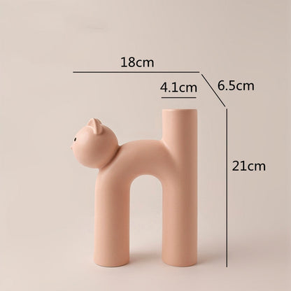 Decorative Clay Kitty Figurine Vase