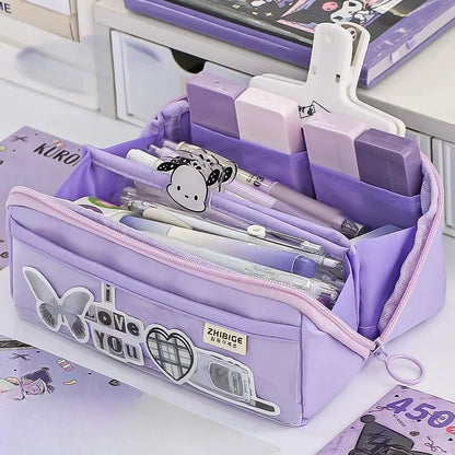 Clear Pencil Case with 10 Compartments & Large Storage