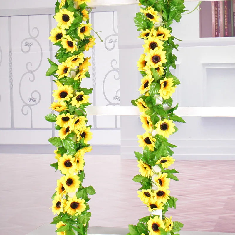 Beautiful Artificial Sunflower Garland 2.6m Long
