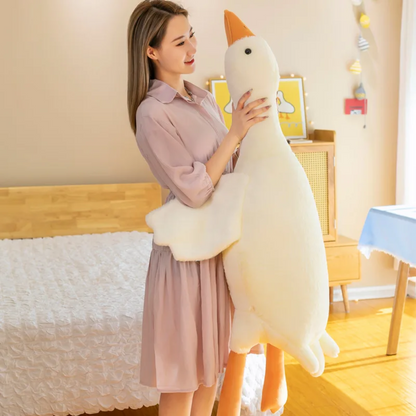 Soft White Plush Goose Cushion Toy