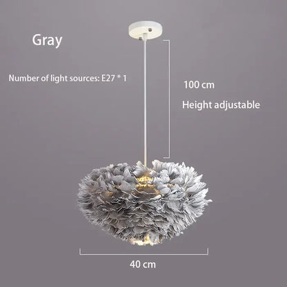 Simple Nordic Feather Drop Light with LED