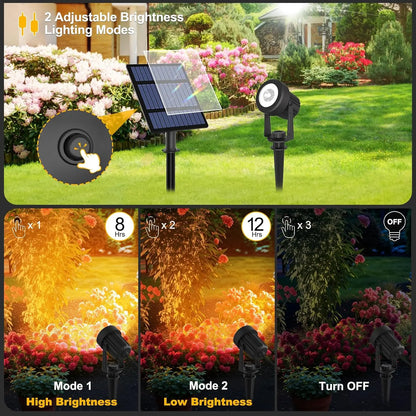 Outdoor Solar Powered Spotlight Warm White Duo Color