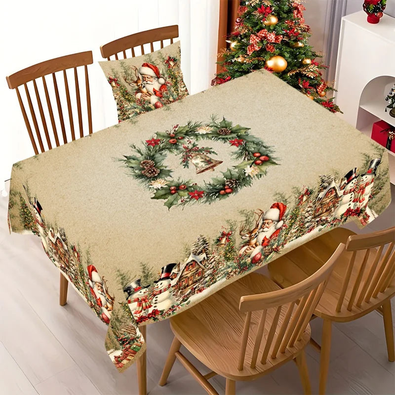 Christmas Table Cover Santa Snowman Design - Befez