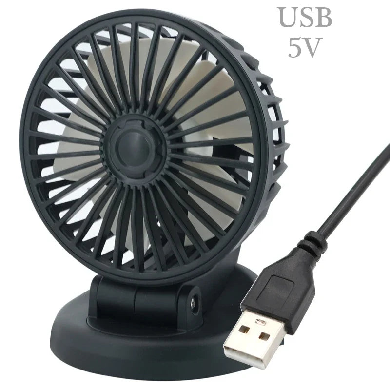 Portable Car Fan with USB & Cigarette Lighter Adapter