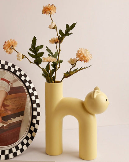 Decorative Clay Kitty Figurine Vase
