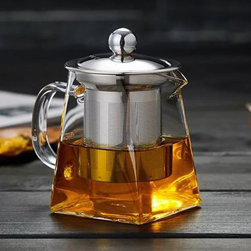 Clear Glass Teapot with Metal Strainer, 550/750/950ml