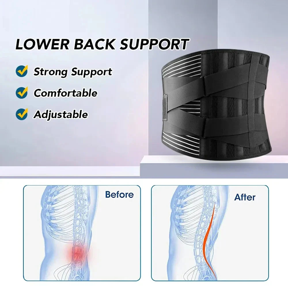 Comfortable Back Brace with Flexible Lumbar Support Belt
