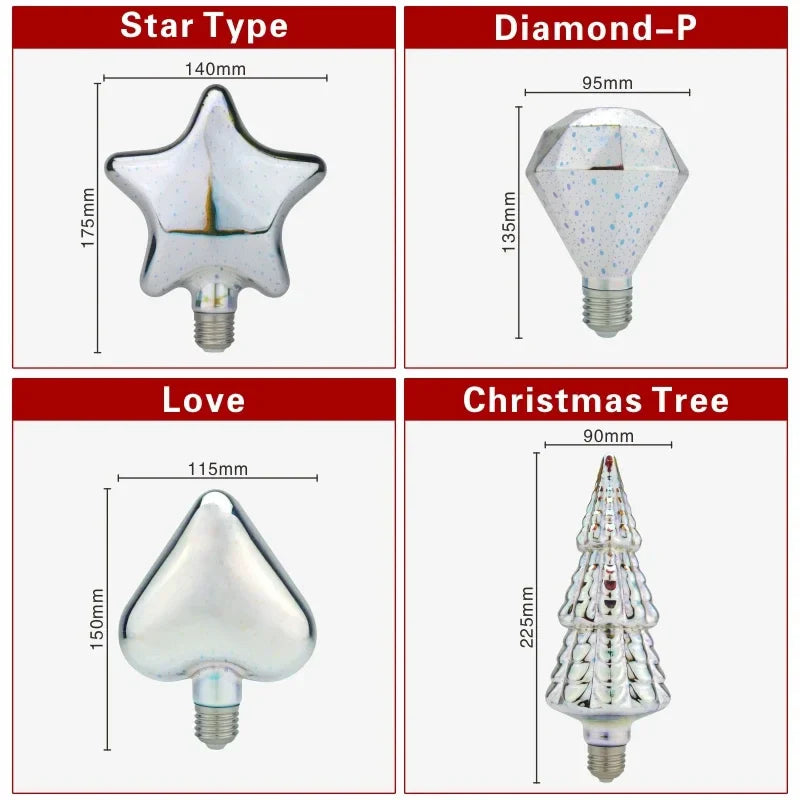 Colorful LED Globe Lamp with E27 Socket and Firework Effect