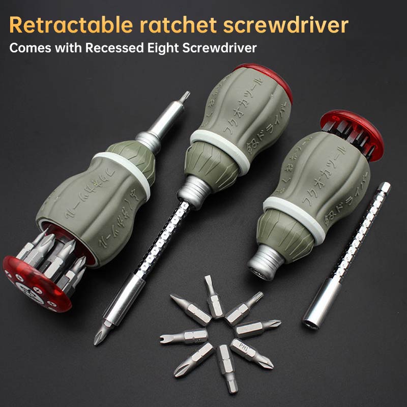 Compact Adjustable Magnetic Multi Bit Screwdriver Kit
