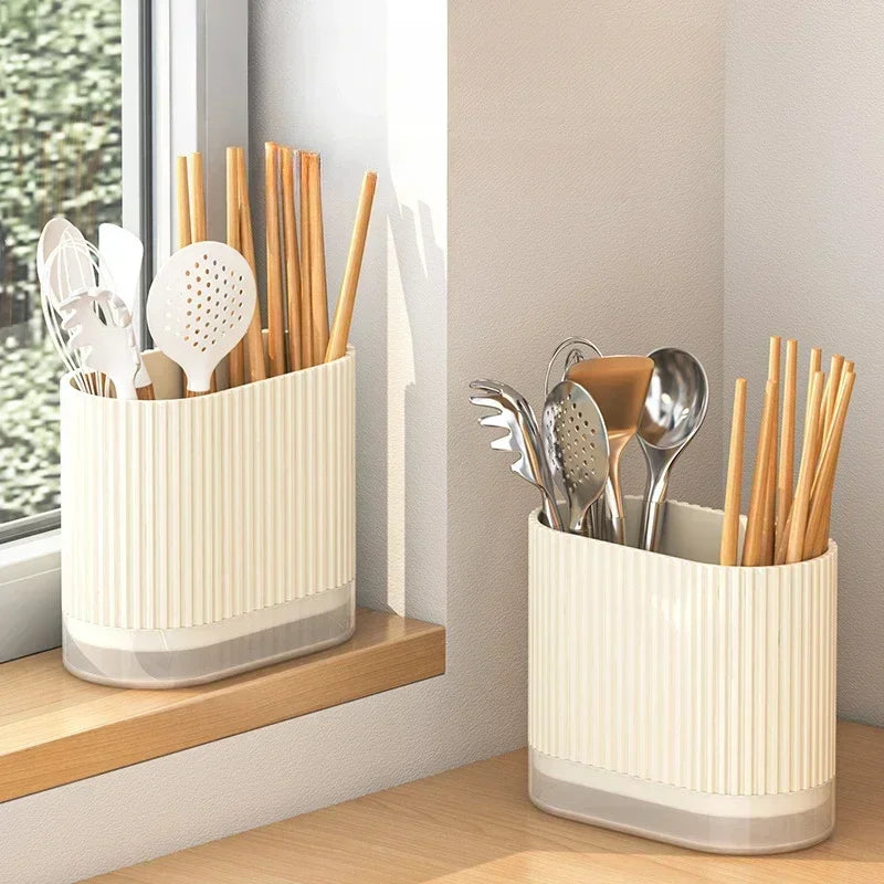 Space Saving Kitchen Cutlery Holder with Drain Tray