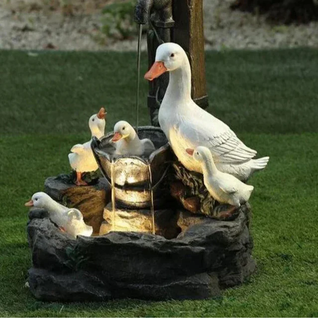 Outdoor Solar Powered Duck Fountain Figure - Befez