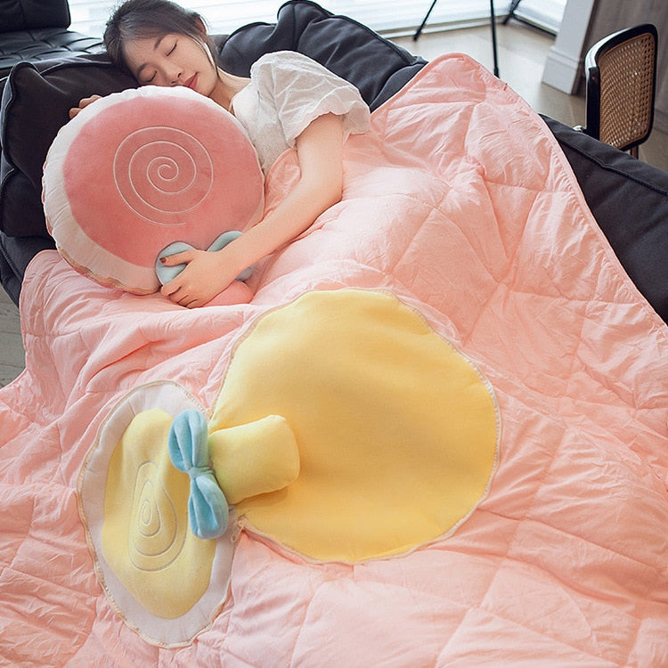 Cozy Portable Fruit Travel Blanket Pillow