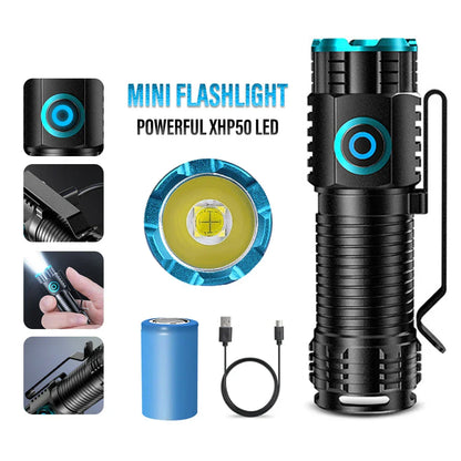 Compact Rechargeable LED Torch with Clip
