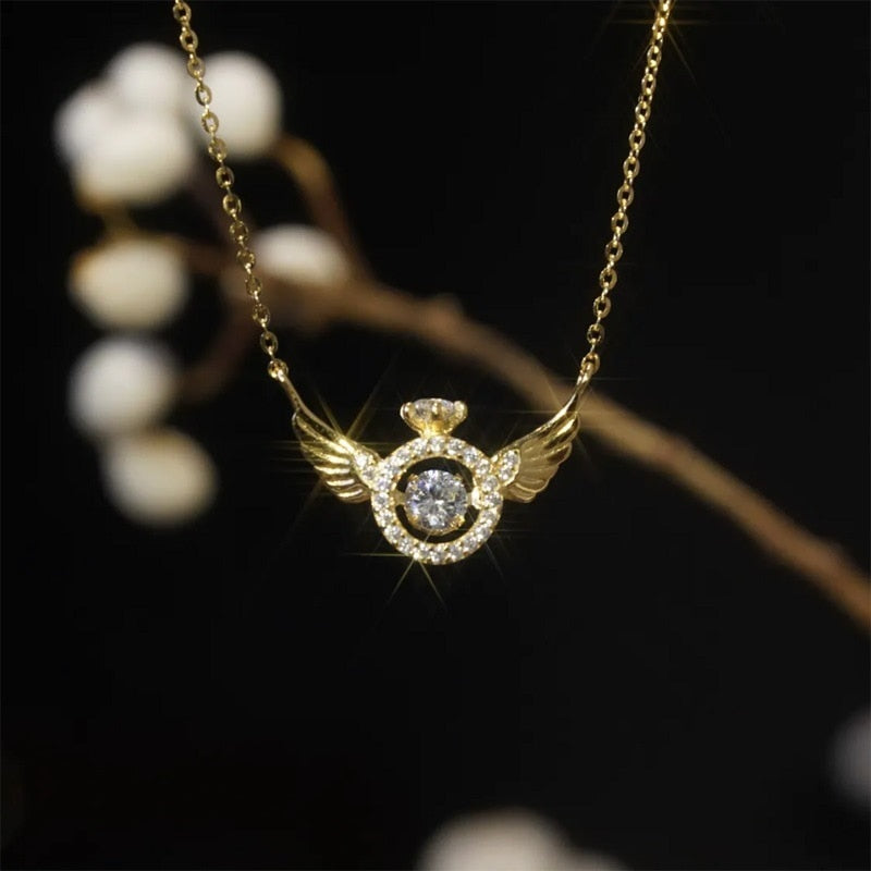 Shiny Angel Wing Zircon Stone Necklace