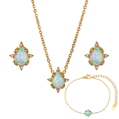 Delicate Sparkling Opal Jewelry Set