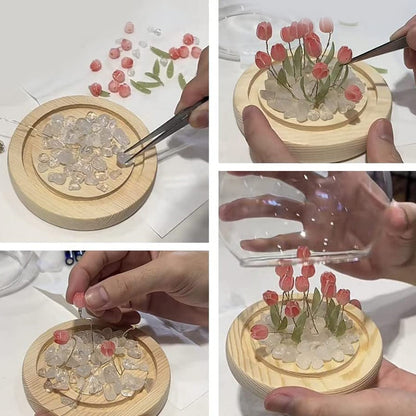 Beautiful Floral Glass Table Lamp