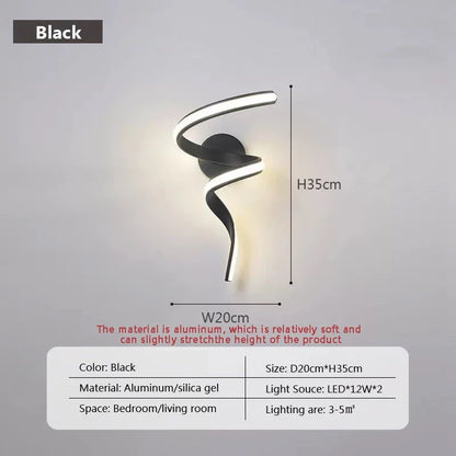 Simple LED Wall Light | Energy Saving Spiral Sconce