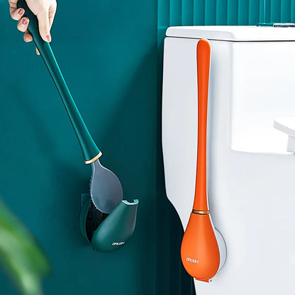 Compact Silicone Toilet Brush for Bathroom Cleaning