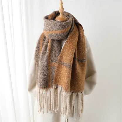 Soft Cashmere Blend Winter Scarf with Tassels