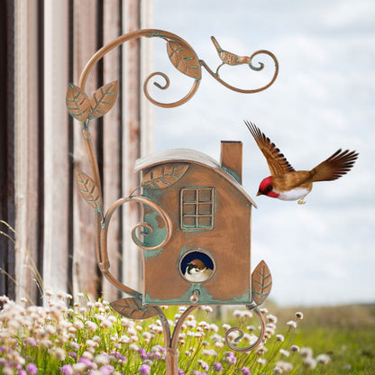 Colorful Metal Birdhouse Garden Ornament