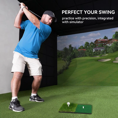 Compact Golf Practice Mat with Built-in Tee Holder