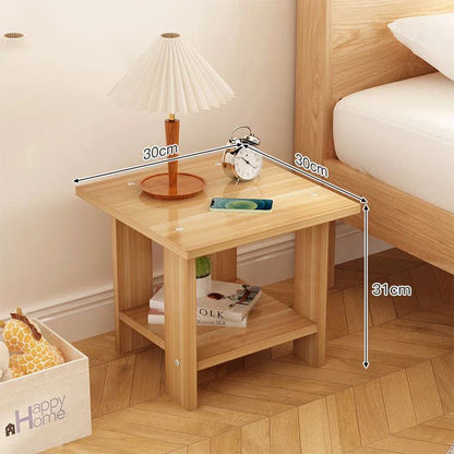 Sturdy Wood Bedside Table with 2 Tier Storage