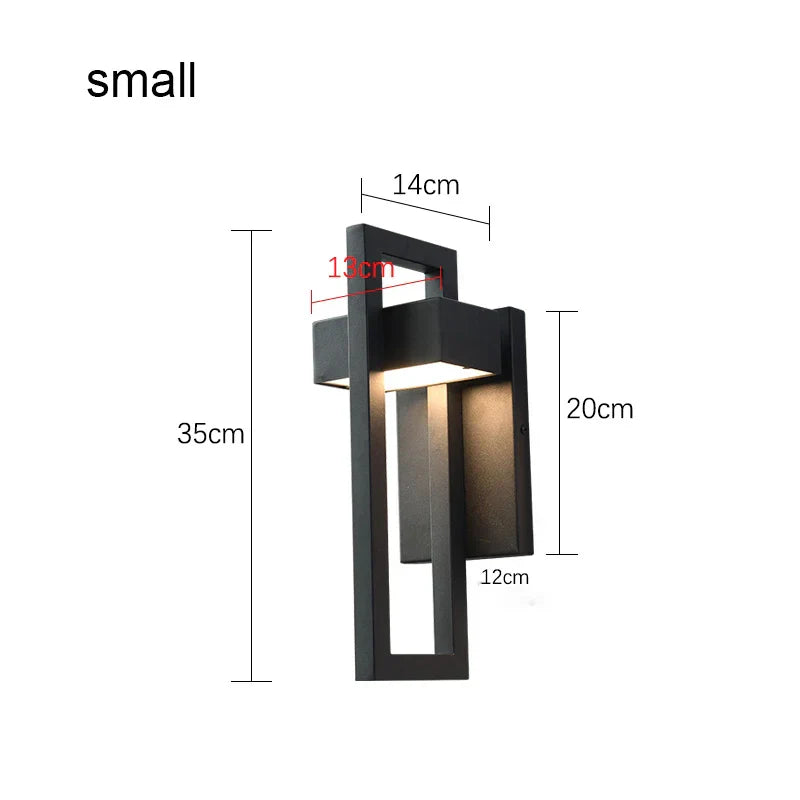 Outdoor LED Wall Lamp, Waterproof, Black Metal 10W