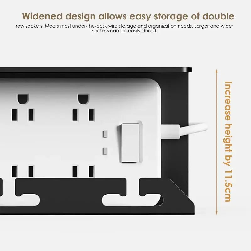 Easy Install Under Desk Cable Organizer Black Steel