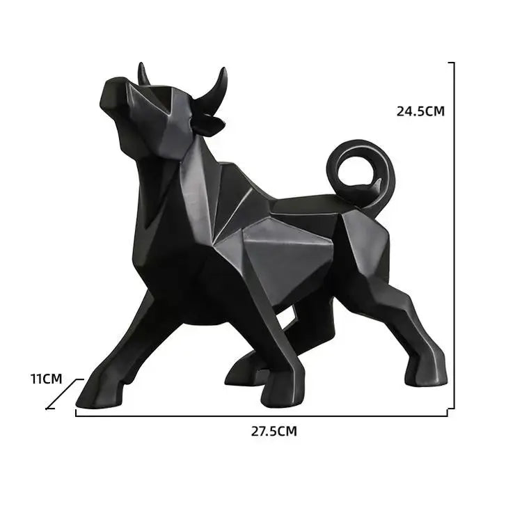 Stylish Bull Figurine Modern Resin Decor 35cm