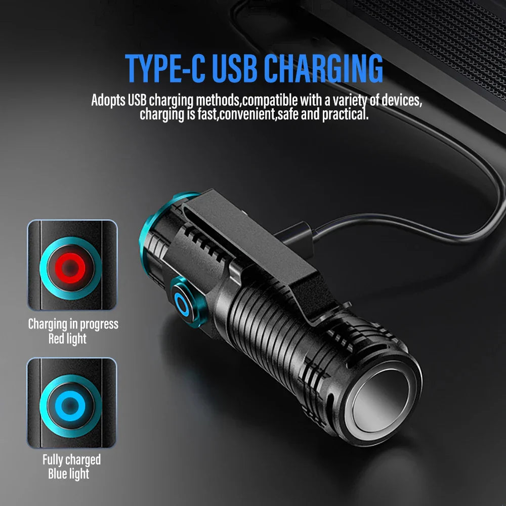 Compact Rechargeable LED Torch with Clip