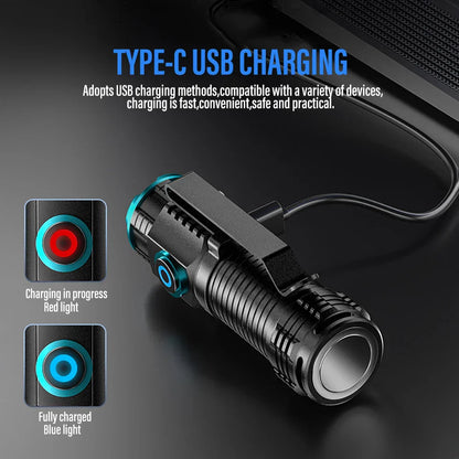 Compact Rechargeable LED Torch with Clip