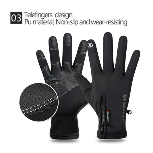 Warm Waterproof Motorcycle Gloves with Fleece Lining - Befez