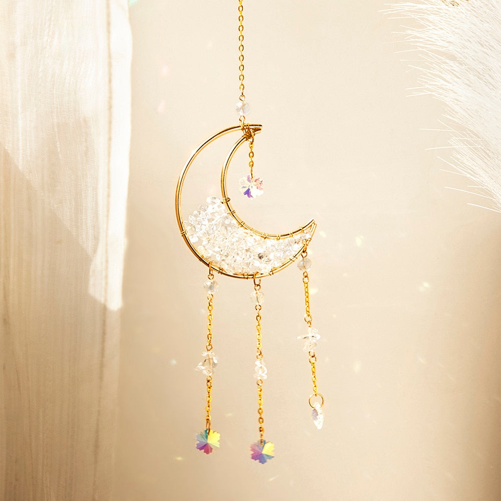 Sparkling Glass Moon Wall Decoration