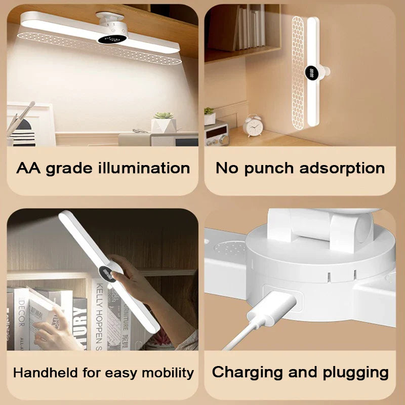 Compact LED Desk Light with Clock and USB Charging