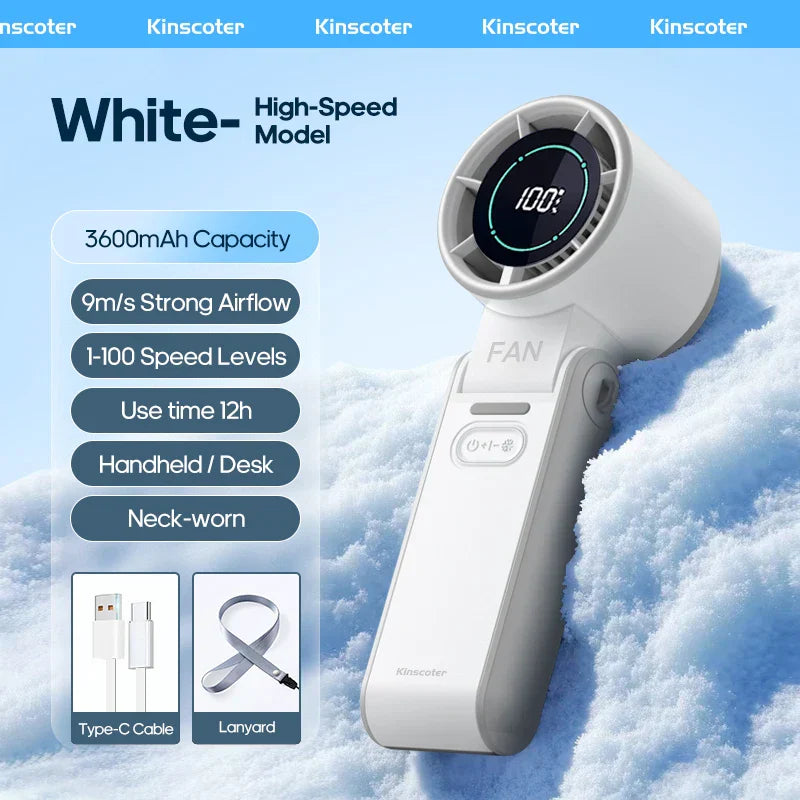 Portable Rechargeable Fan with 100 Speed Settings