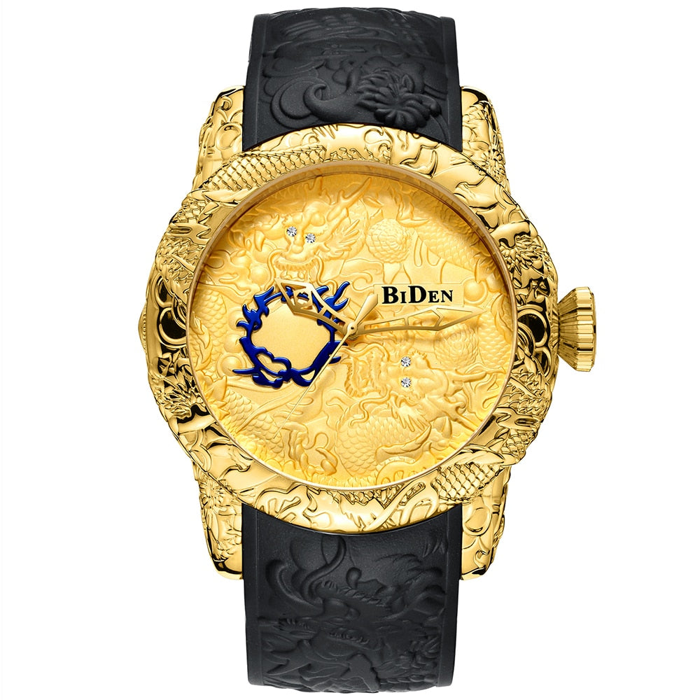 Vintage Dragon Quartz Leather Watch