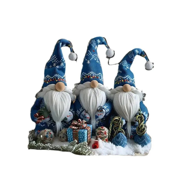 Cute Blue Gnome Figurine Set for Home Decor