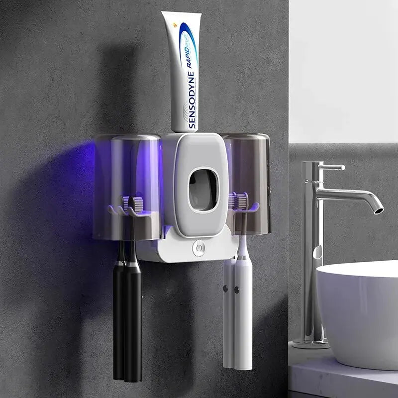 UV Toothbrush Sanitizer with Automatic Dispenser