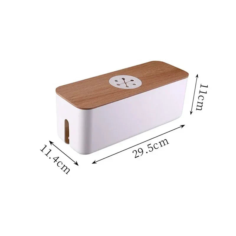 Wooden Desk Cable Organizer Box