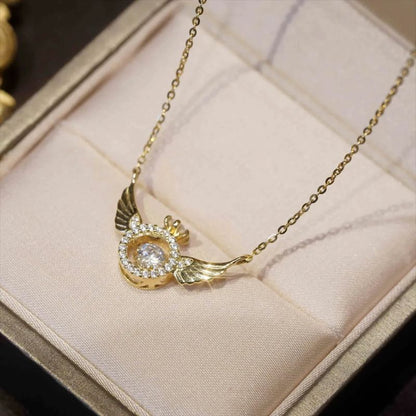 Shiny Angel Wing Zircon Stone Necklace