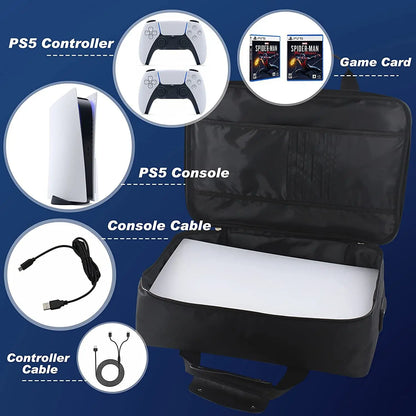 Durable PS5 Travel Bag with Shoulder Strap & Pockets